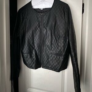 Old Navy Quilted Black Leather Jacket